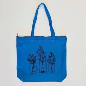 Blue Tote Bag with Canning Jars‎